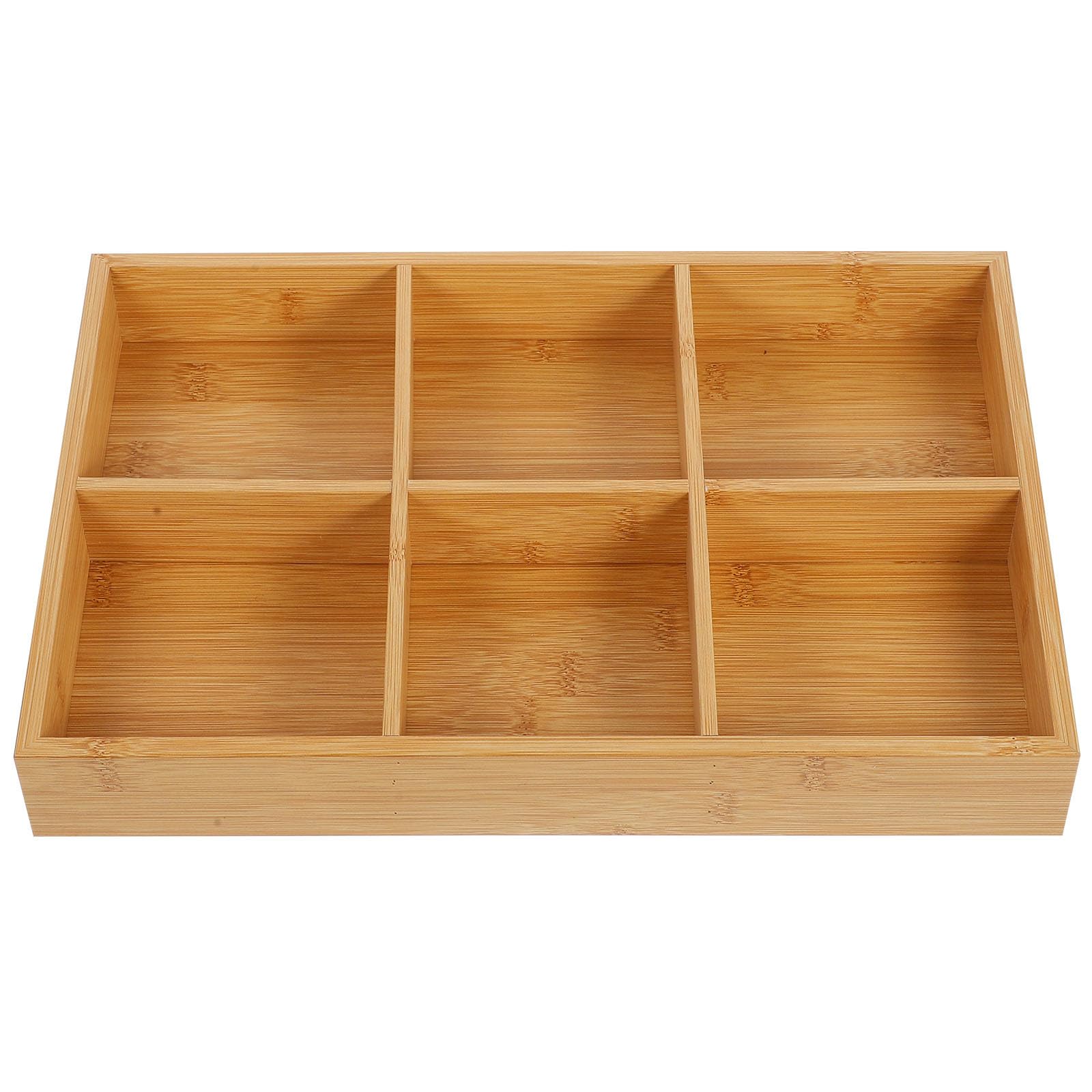 Organiseur en bambou 6 cases FOMIYES, rangement robuste en bois naturel