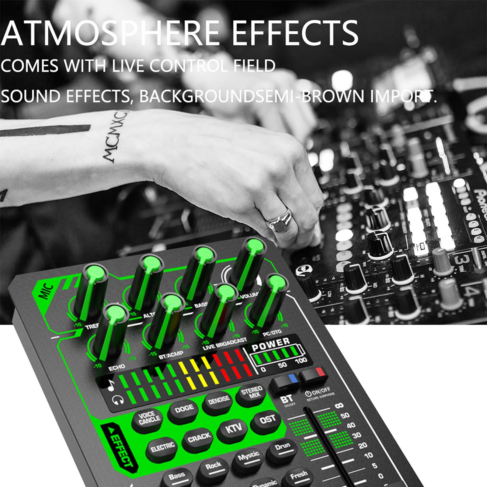 DJ Mixer Mezclador de Audio inalámbrico Profesional con una Nueva generación de procesador de Audio DSP de 32 bits de Alto Rendimiento sin depuración para Party Studio