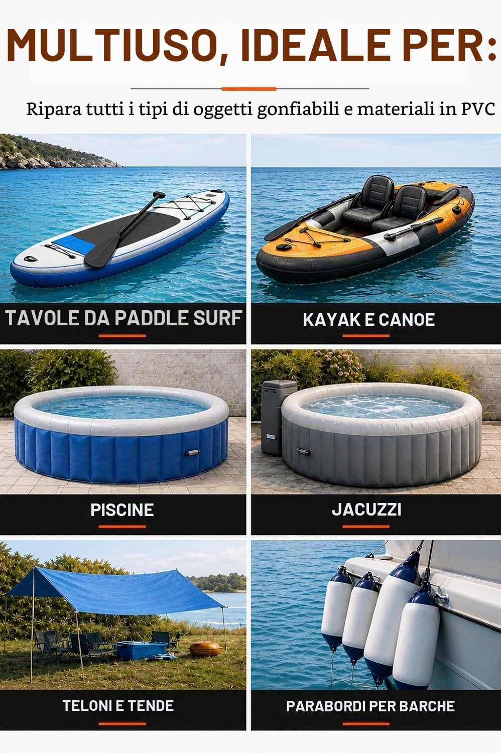 Kit di riparazione professionale in PVC, colla PVC 2 componenti per Zodiac, Paddle Surf, Kayak e gonfiabili, include toppe, pennello, bicchiere, guanti e salvietta (125 ml)