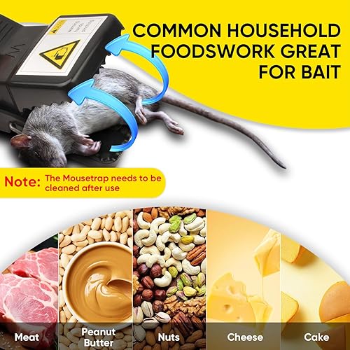 Miniatura 4 de Trampa para ratas (paquete de 12), trampas grandes para ratones para uso en interiores y exteriores, reutilizable, rápida, higiénica, desenchufada,