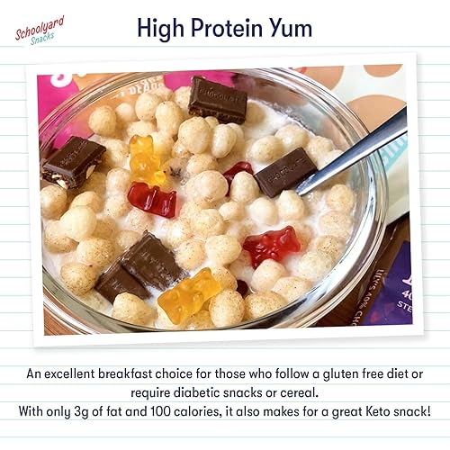 Vista 10 de Schoolyard Snacks Keto Cereal – Mantequilla de maní 0.55 oz de proteína, bajo en carbohidratos, bajo en azúcar, bajo en calorías Sin gluten, sin