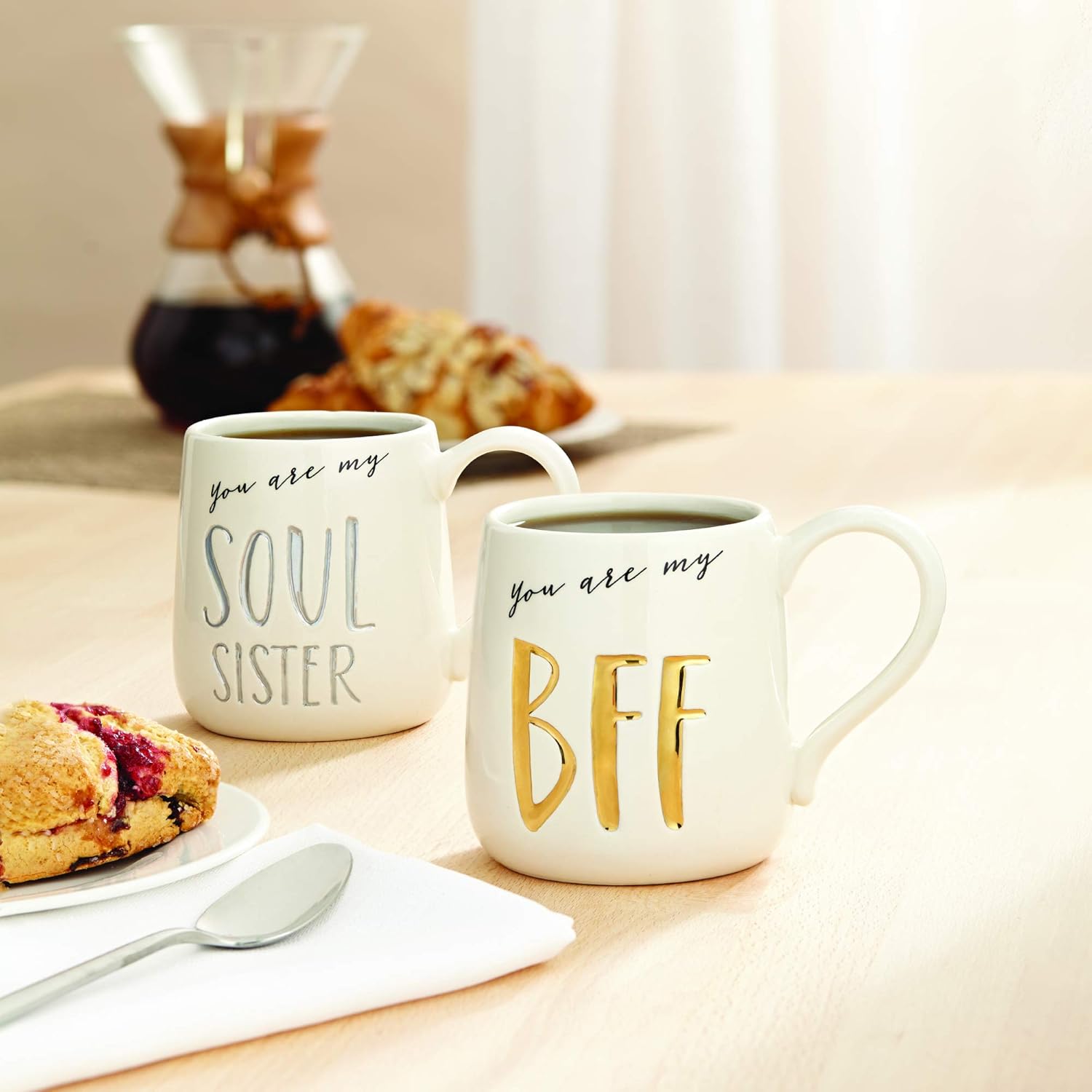 Enesco Our Name Is Mud “Bff” Stoneware Engraved Coffee Mug, Gold, 16 Ounce (Pack of 1)