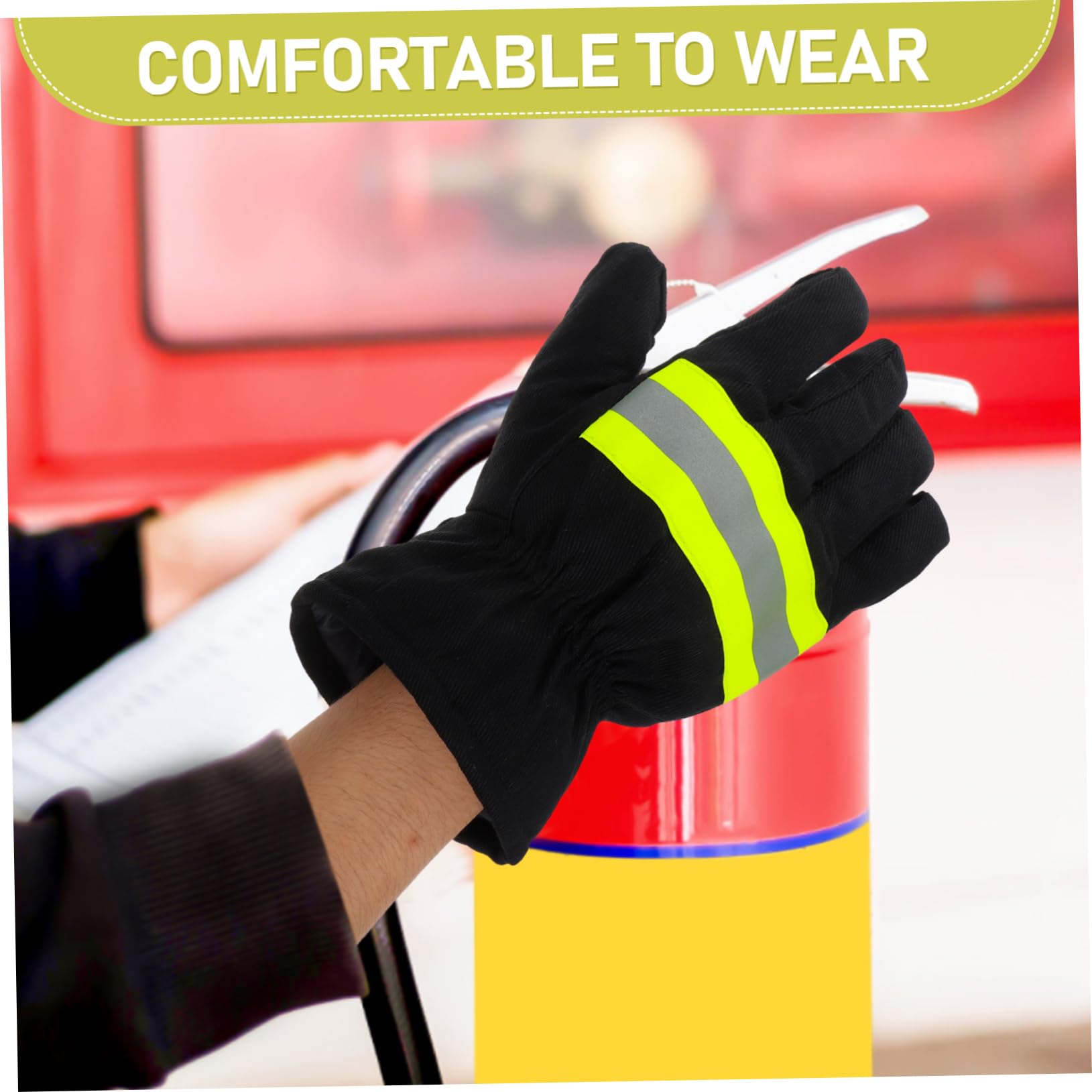 5 Pares Guantes Ignífugos Guantes De Trabajo Con Tira Reflectante De Bombero De Bombero De Trabajo Aislantes Algodón