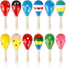 12 PCS Wooden Baby Maracas, Multicolor Musical Egg Maracas | Festive Musical Instruments for Babies Toddlers Kids