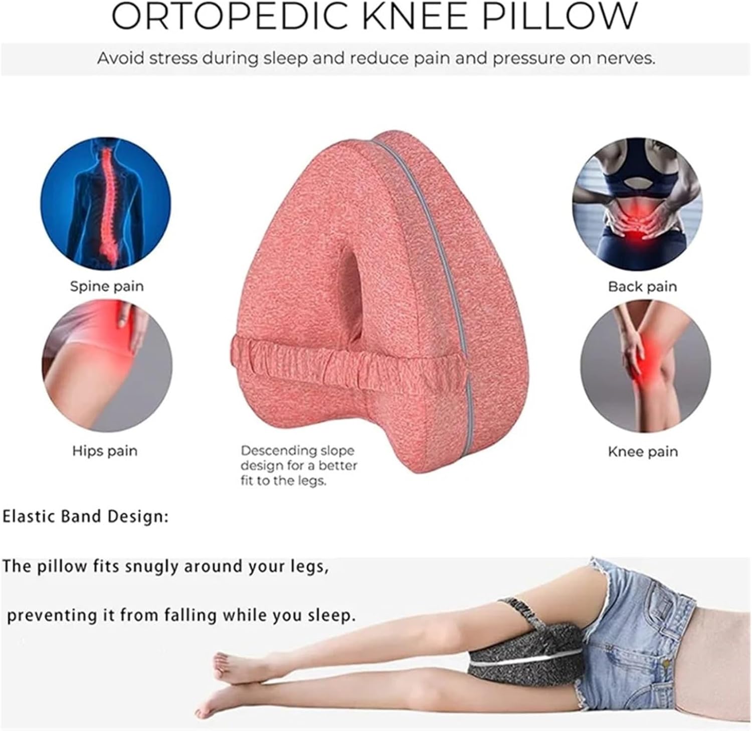A Pcs Memory Foam Home Pregnant Woman Leg Clamp Pillow Ergonomic Leg Support Pillow Relieves Sciatica Back and Hip Pain(White)