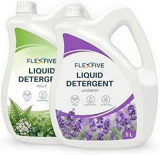 FlEXFIVE Liquid Detergent for Clothes, Deep Cleaning Fabric Wash Liquid with Strong Stain Removal, Safe for Front Load & Top Load Machines, Hand Wash, Gentle on Fabrics (2, Lavender+Gradenvelly)
