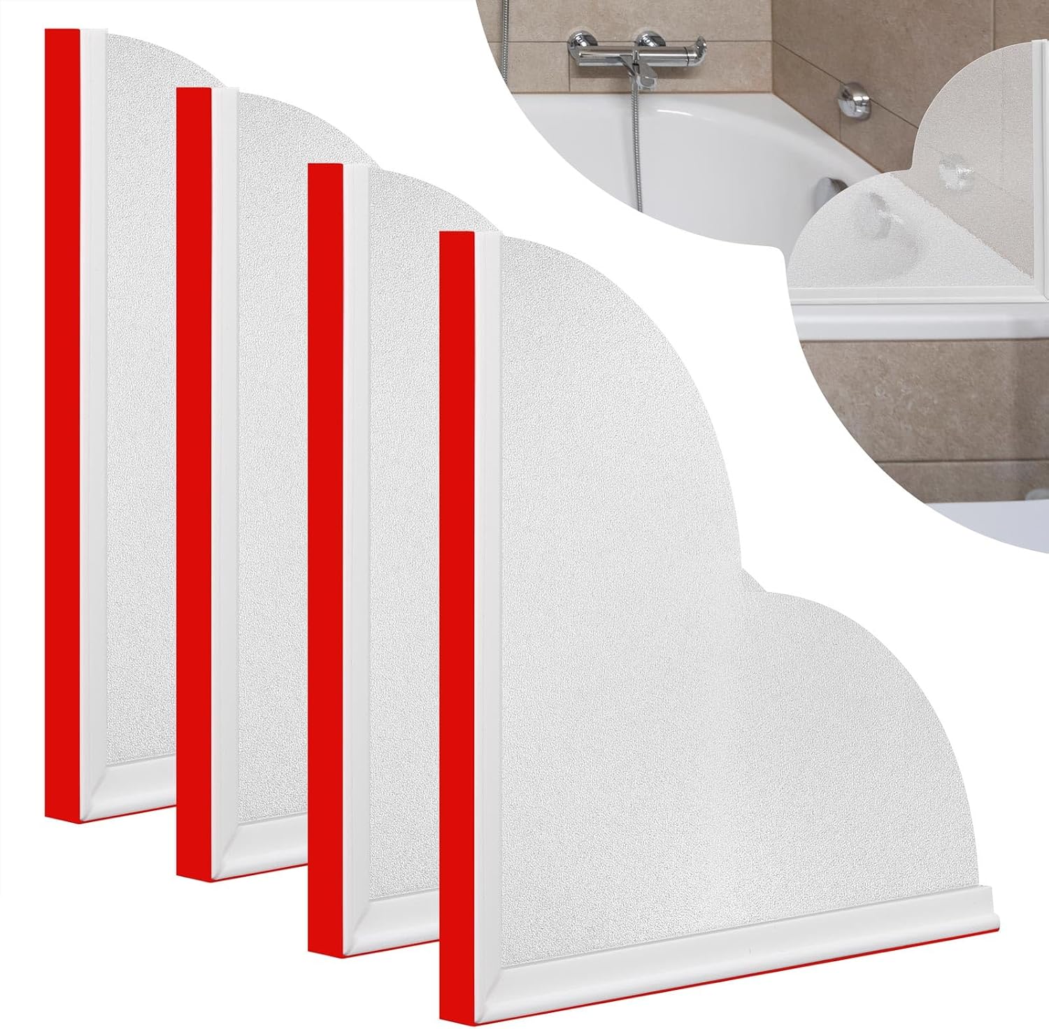 Tbestmax 4 Pieces Splash Guard for Bathtub, Large Shower Water Guard Waterproof Self-Adhesive Shower Corner Guards to Keep Water in Shower or Bath, 9.25 inches