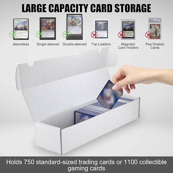 Trading Card Storage Box, 3-Pack 1100 Count White Corrugated Cardboard Box