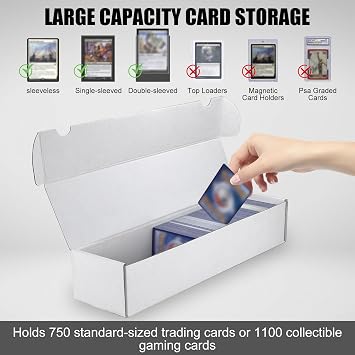 Trading Card Storage Box, 3-Pack 1100 Count White Corrugated Cardboard Box
