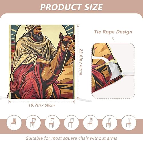 Miniatura 3 de Juego de 6 fundas decorativas para silla de escritorio de dormitorio de camello árabe para ceremonia, fundas suaves con correas inferiores cubiertas