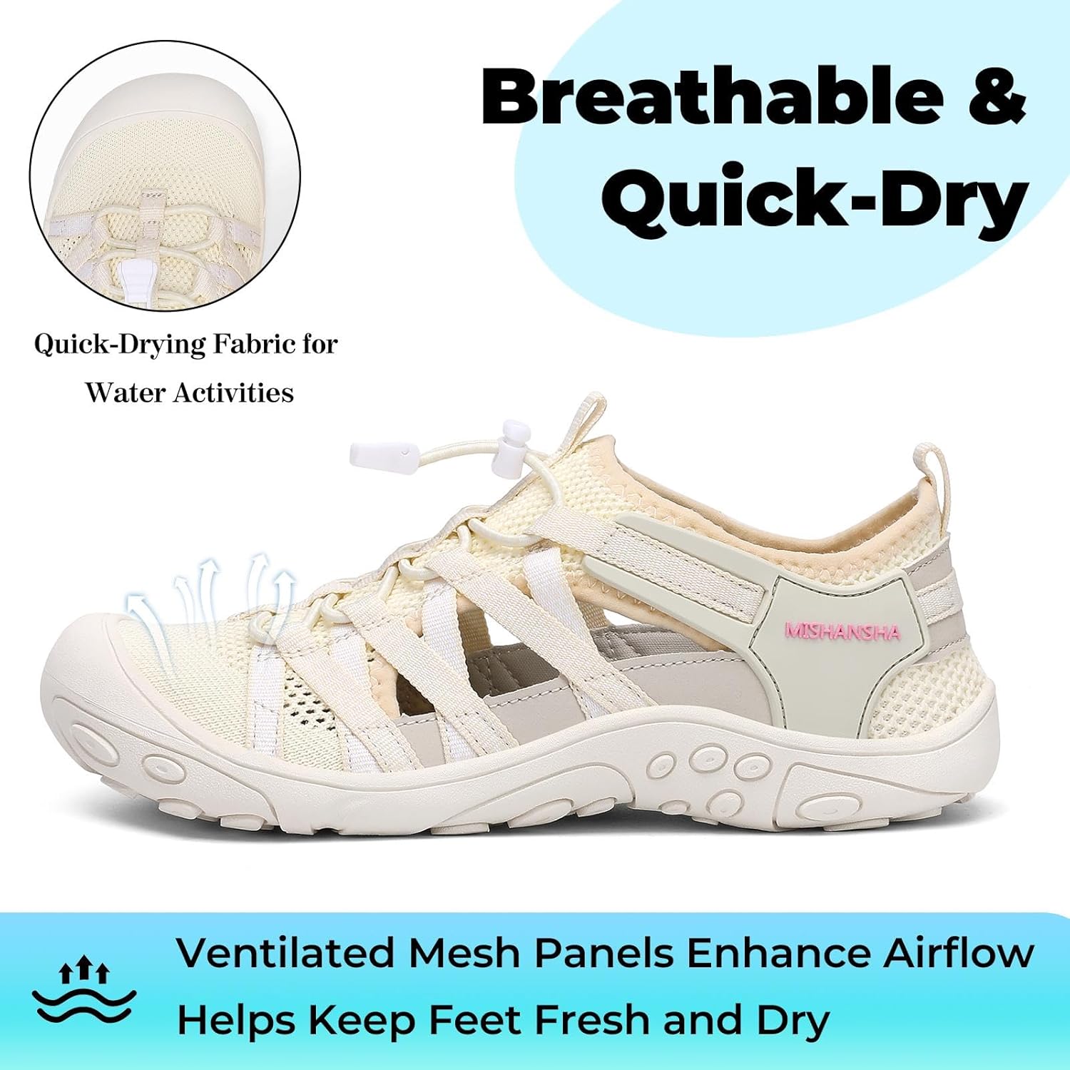 Mishansha Women’s Hiking Sandals Closed Toe, Lightweight Breathable Water Sandals, Non-Slip Outdoor Sport Sandal for Walking Trekking Beach