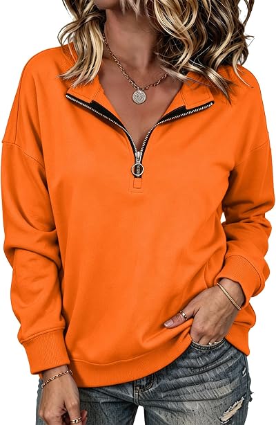NEYOUQE Half Zip Sweatshirt for Women Long Sleeve Pullover Tops