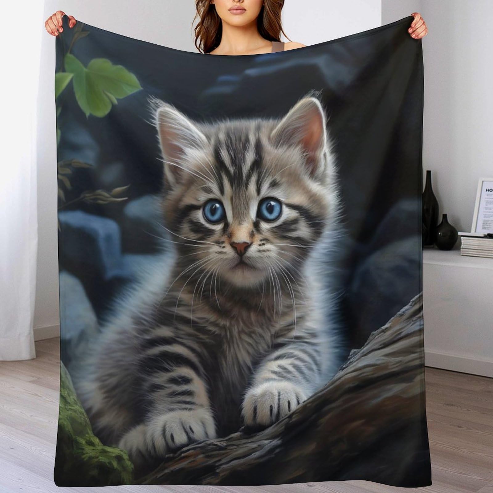 Couverture de lit flannel douce chaude chat jeté canapé quatre saison