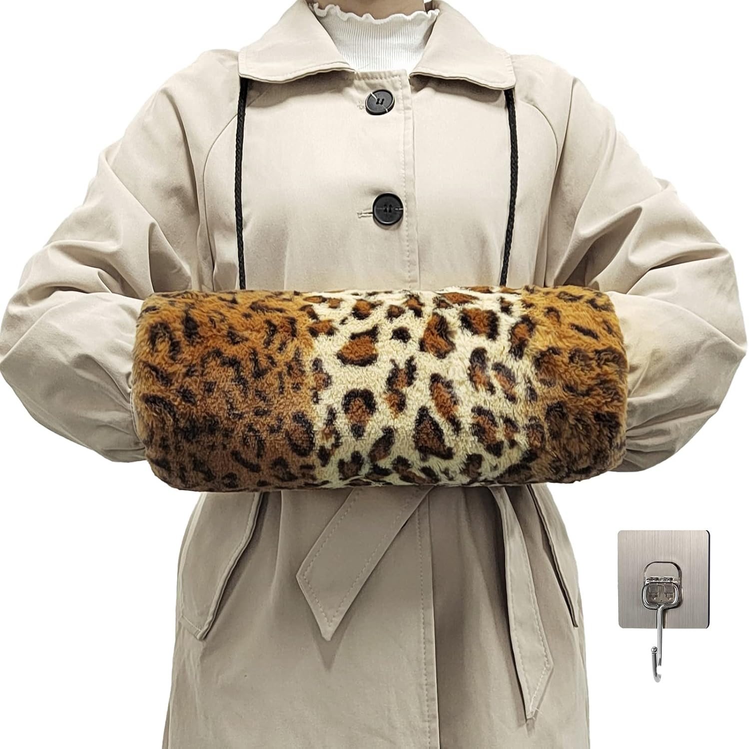 SwirlColor Faux Fur Hand Muff, Portable Hand Warmer Muff with Cord