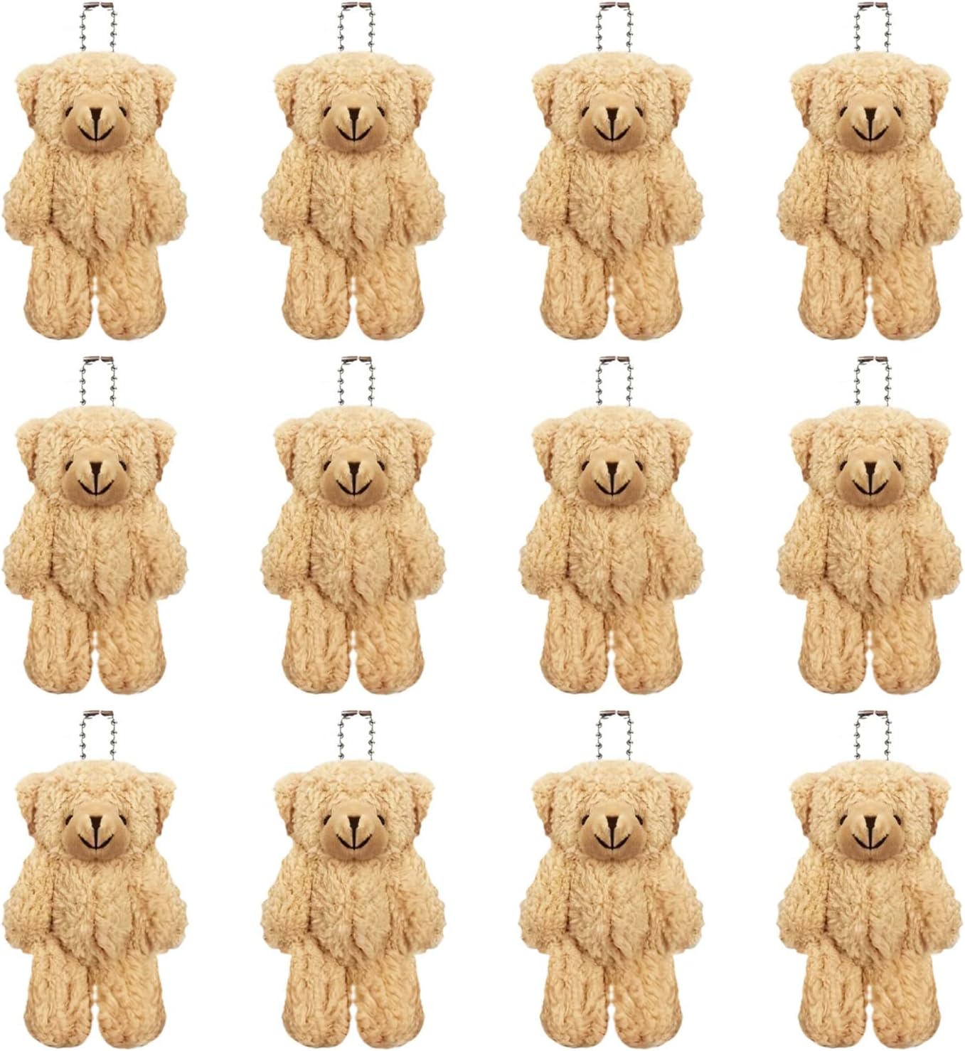 CheeseandU 12Pack Teddy Bear Stuffed Animal, Plush Teddy Bear Stuffed Animal Bulk Toys Cute Small Teddy Bear Plush Toys, Little Stuffed Bear for Kids on Centerpiece Baby Shower, 4.3 Inches, Brown