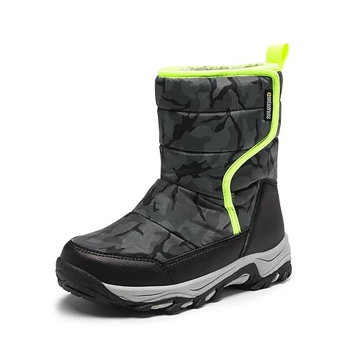 DREAM PAIRS Boys Girls Snow Boots Waterproof Hook and Loop Mid Calf Faux Fur Lining Winter Shoes for Little/Big Kids