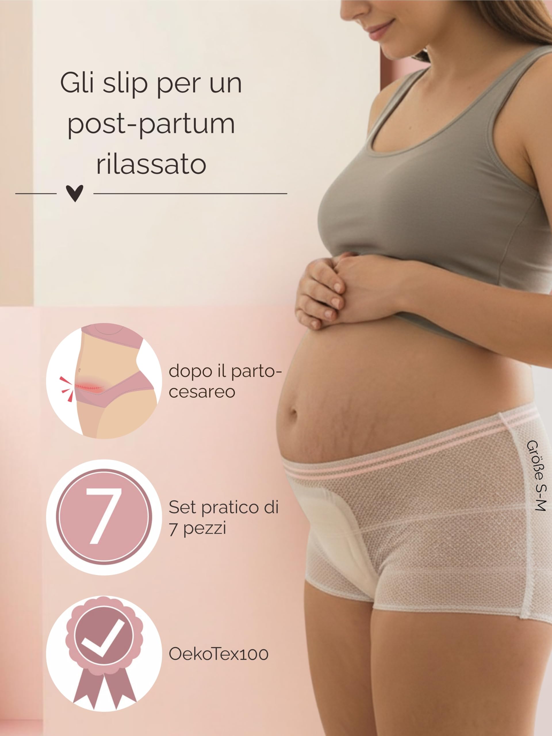 Herzmutter Intimo Post-Parto - Confezione da 7 - OekoTex - Slip Premaman - Intimo monouso per Donna 9500