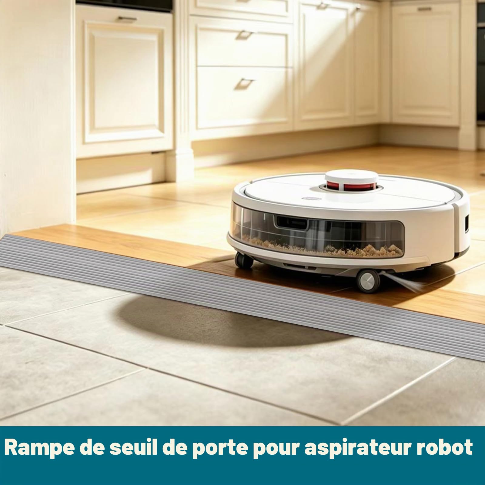 Rampe de Seuil Porte Adhésive 100x6x2cm Hauteur 2 cm Rampe pour Robot Aspirateur Rampe de Transition Découpable Antidérapante Étanche pour Fauteuil Roulant Poussette Porte Gris