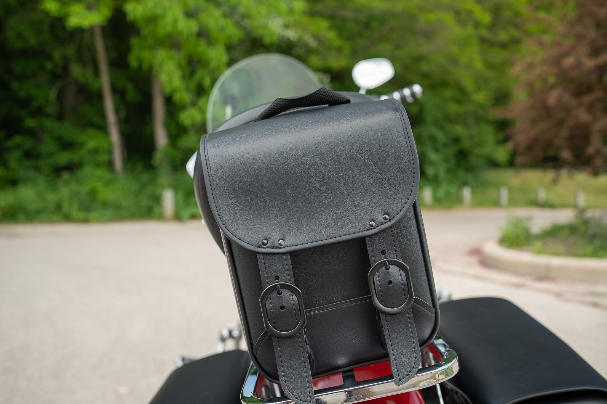 Dowco Willie & Max Black Jack Borsa per Sissy Bar Moto Pelle Sintetica 20,3x25,4x11,4 cm Nero