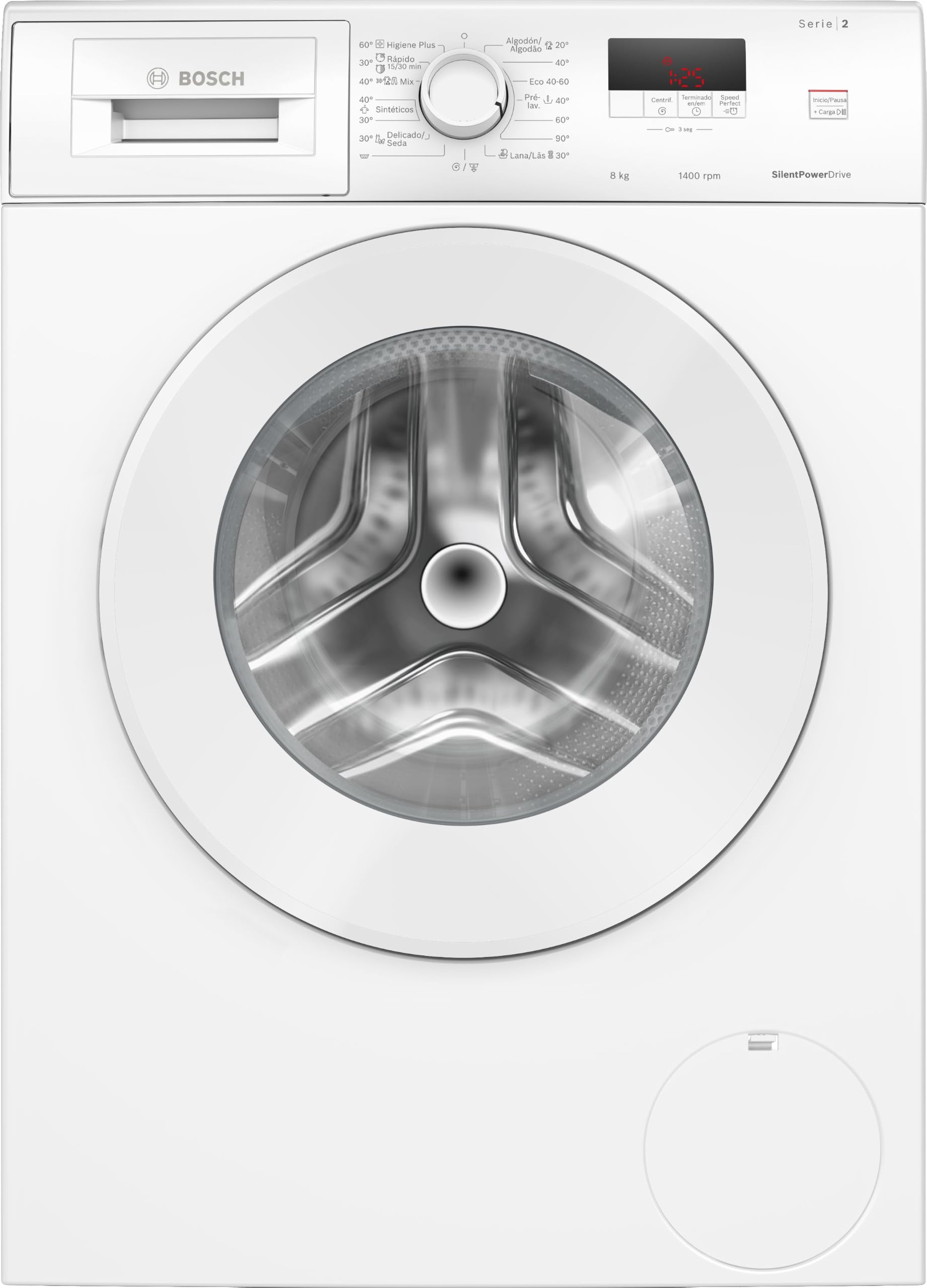 Bosch, Lavadora de carga frontal, 8 kg, 1400 rpm, Blanco, WGE03400EP