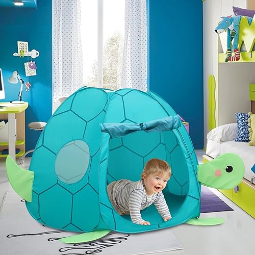 Vista 3 de Kids Play Tent Pop up Tent Turtles Automatic Setup Play House Tent for Girls and Boys Outdoor and Indoor Patented (Turtle)