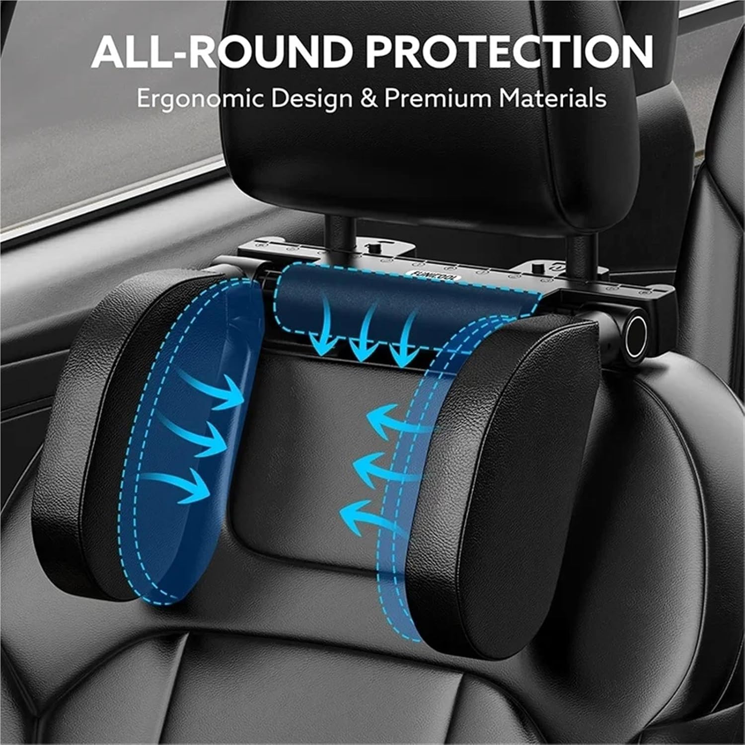 Compatible For Funicool Car Seat Headrest Adjustable Side Head Support Telescopic Support on Cervical Spine for Adults Kids U Shaped(Only Right 7 Wire black)