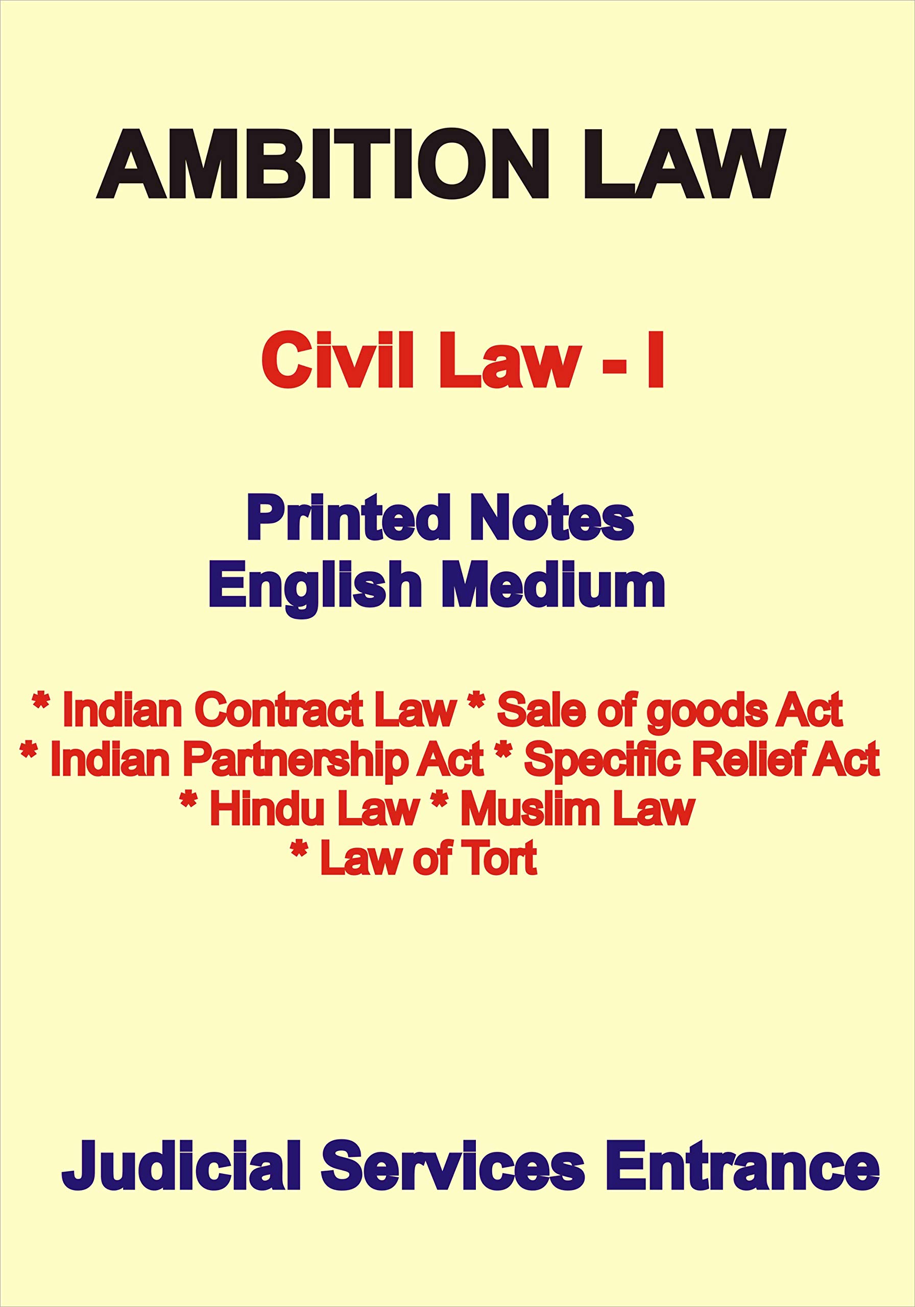 Printed Notes on Civil Law-1 By Ambition Law For Judicial Services Entrance