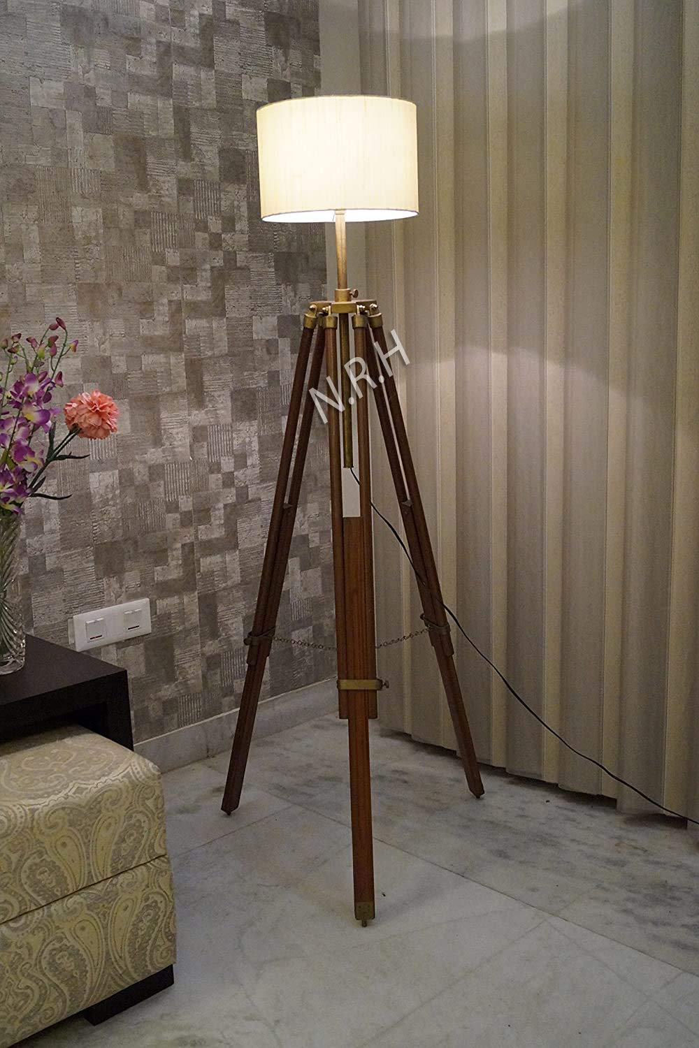 Trépied pour lampe de sol décoratif en bois marron