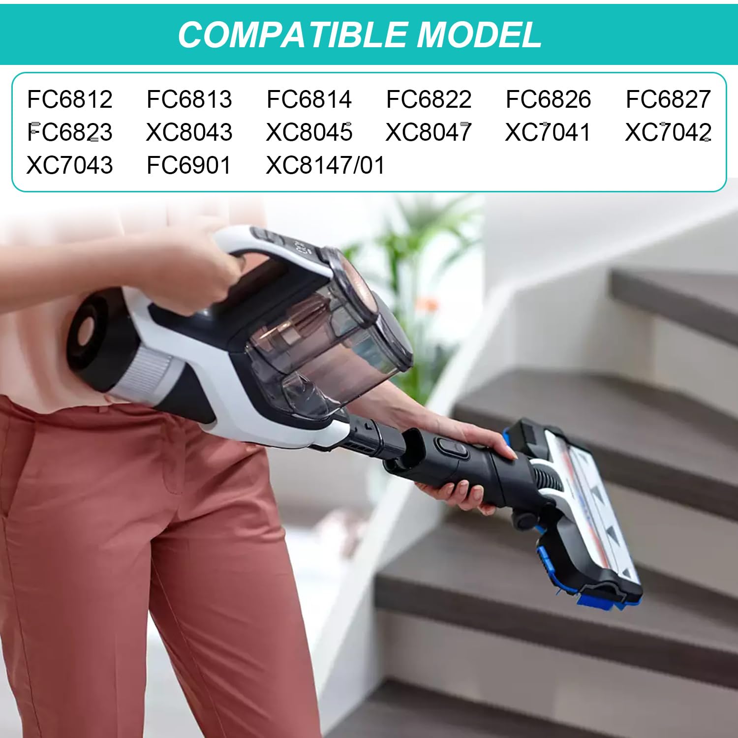 Zestaw filtrów do odkurzacza Philips - Szczotka Speedpro Max, filtr HEPA + ABS - Kompatybilny z FC6812/6814/6822/6823/6827/6908