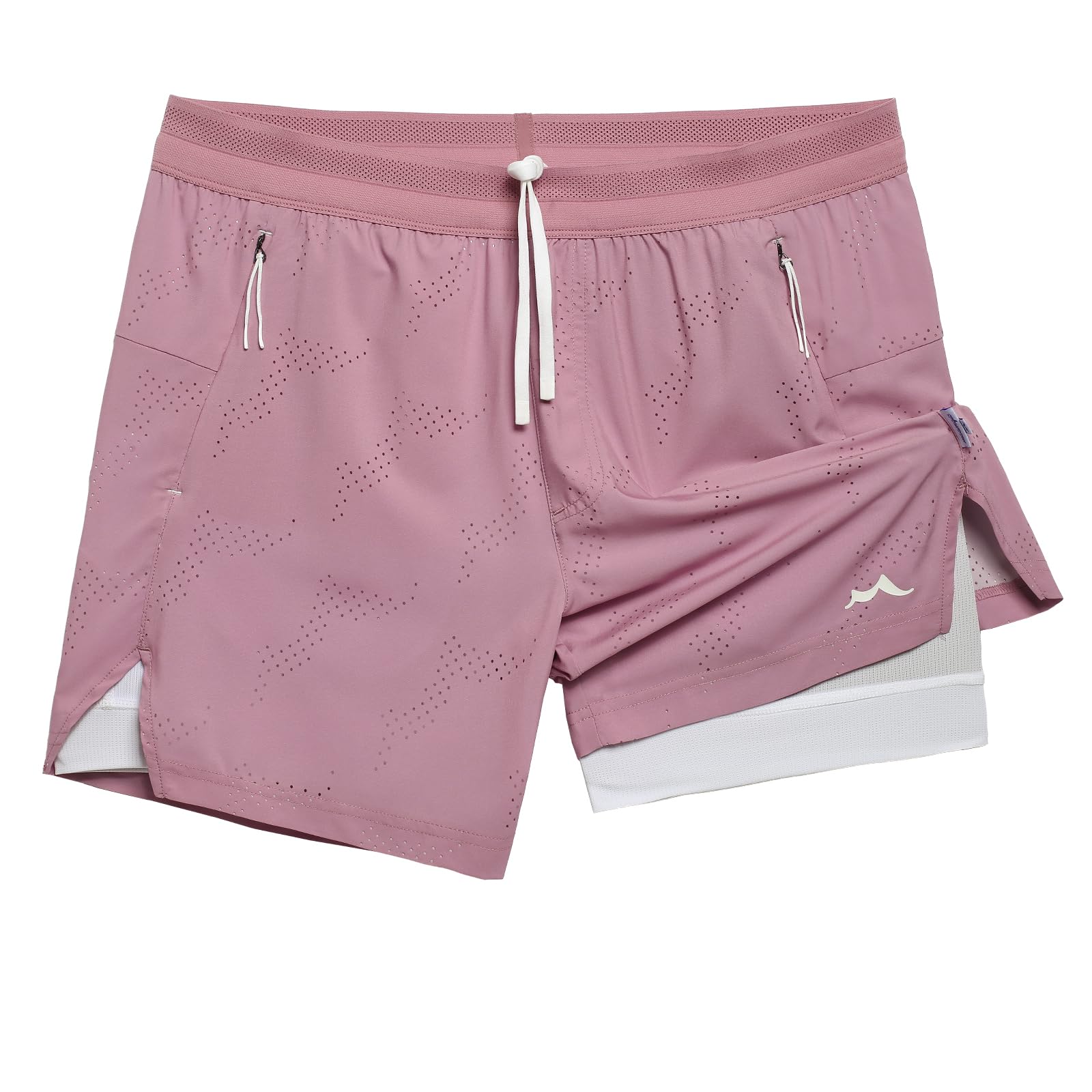 maamgic Mens 2 in 1 Running Shorts 5" Gym Workout Shorts with Zipper Pockets