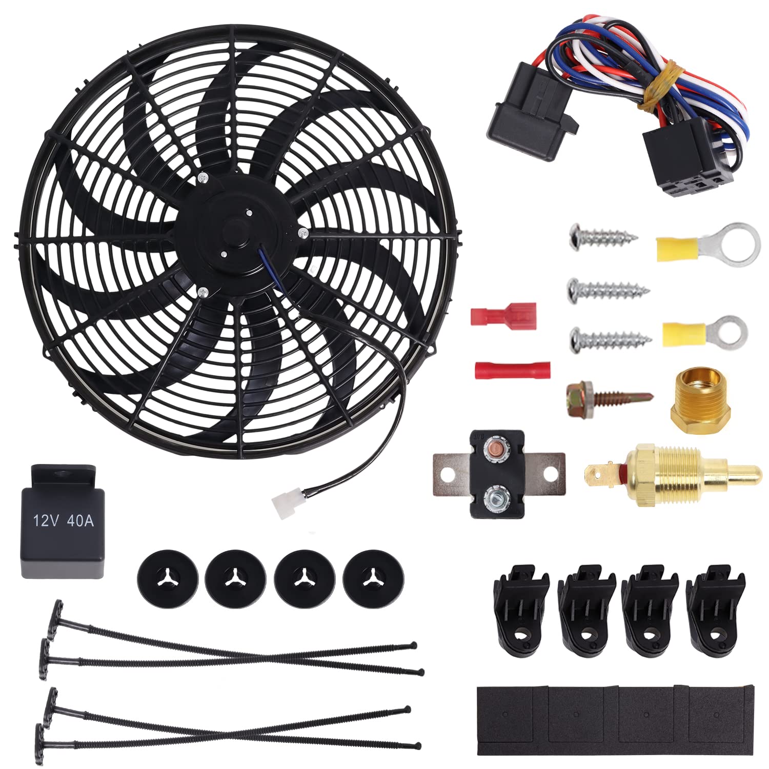 16Inch Universal Electric Cooling Fan, 12V PushPull Reversible