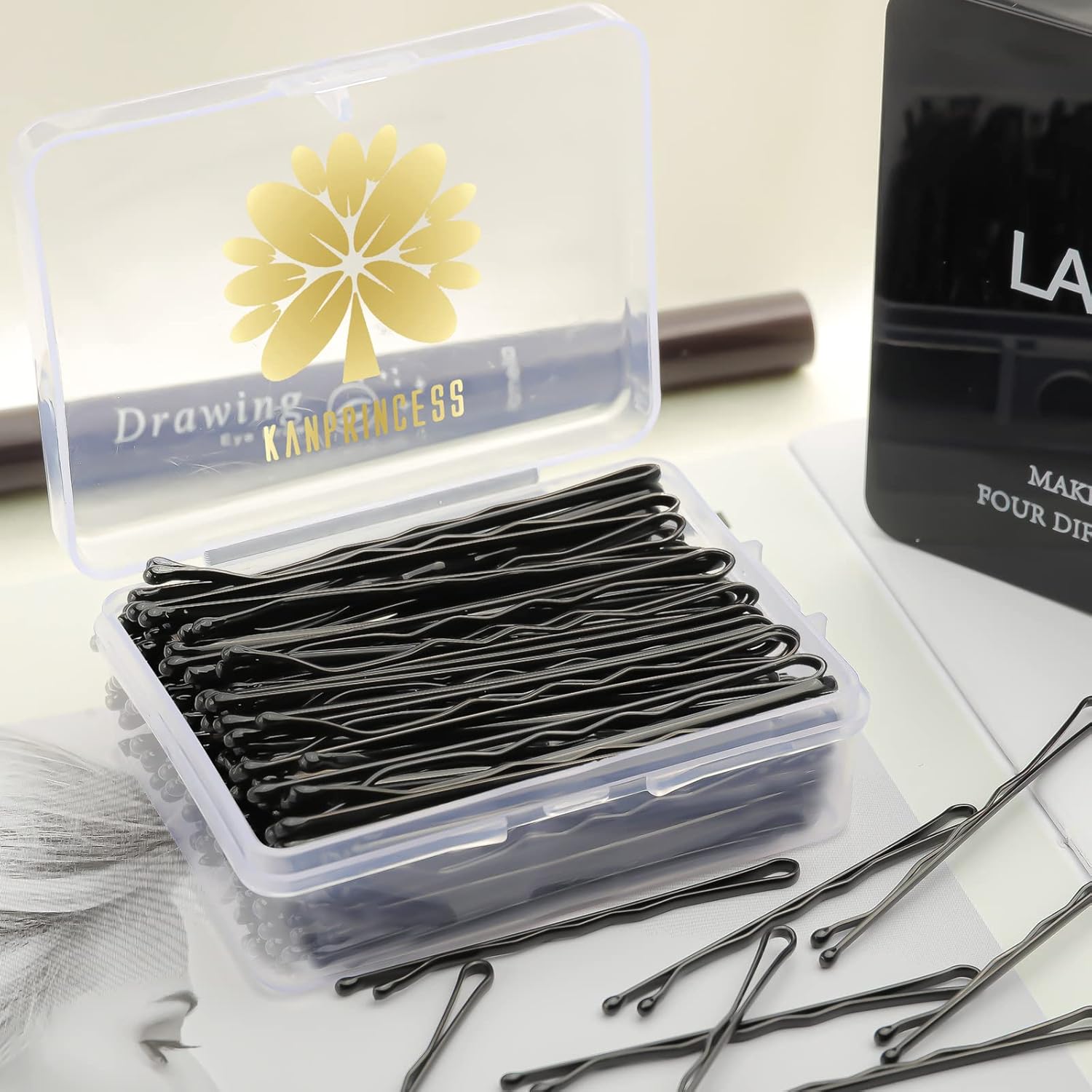KANPRINCESS 100PCS 2.4Inches/6cm Hair Pins,Black Bobby Pin, Hair Bobby Pins for All Hair Types,Hair Accessories for Women Lady Girls Hairdressing Hair Salon Bun Hair Pin With Clear Storage Box(Black) : Beauty & Personal Care