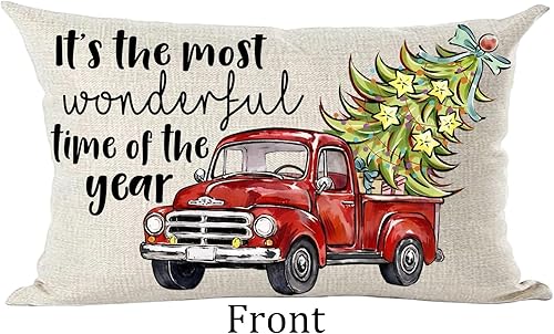 Miniatura 2 de Ramirar Funda de almohada lumbar decorativa con diseño de árbol de Navidad, color verde, para el hogar, sala de estar, cama, sofá, coche, lino y