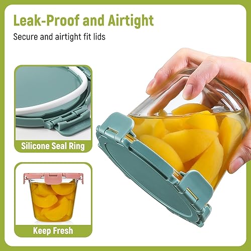 Miniatura 8 de Tapa mejorada 6 juegos de 3 tazas de recipientes de vidrio para preparación de comidas con tapas, tarros de almacenamiento de alimentos para sobras