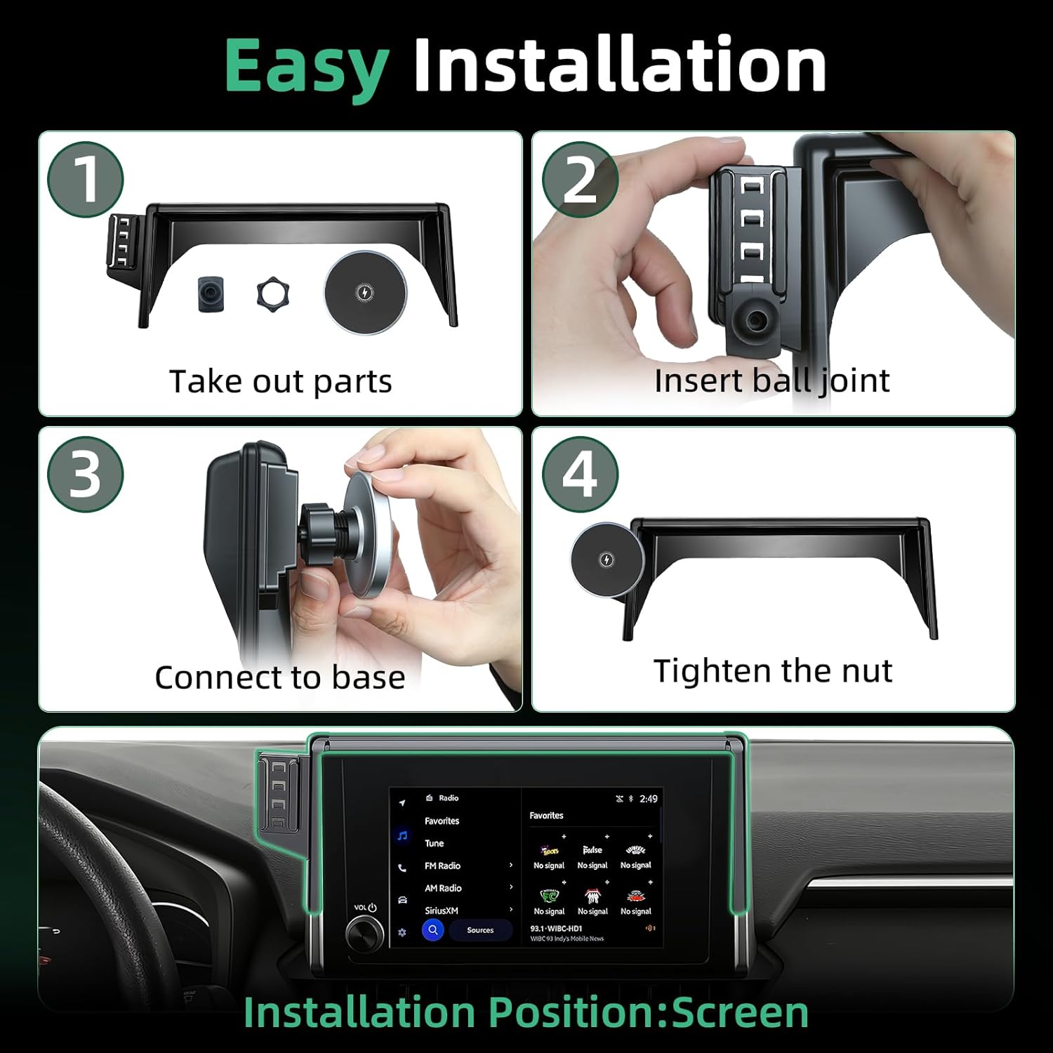 Car Phone Holder for Toyota RAV4 (2019-2024 2025,7/8inch),MagSafe Car Mount Charger,Magnetic Phone Holder,15W Wireless Charging,Screen Phone Holder,360° & Hands Free,2023 RAV-4 Interior Accessories