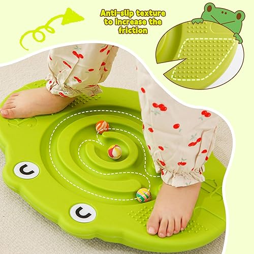 Miniatura 3 de Tabla de equilibrio oscilante para niños, tablero de laberinto de plástico con escalones de carga de 220 libras, juego activo y ejercicio para niños