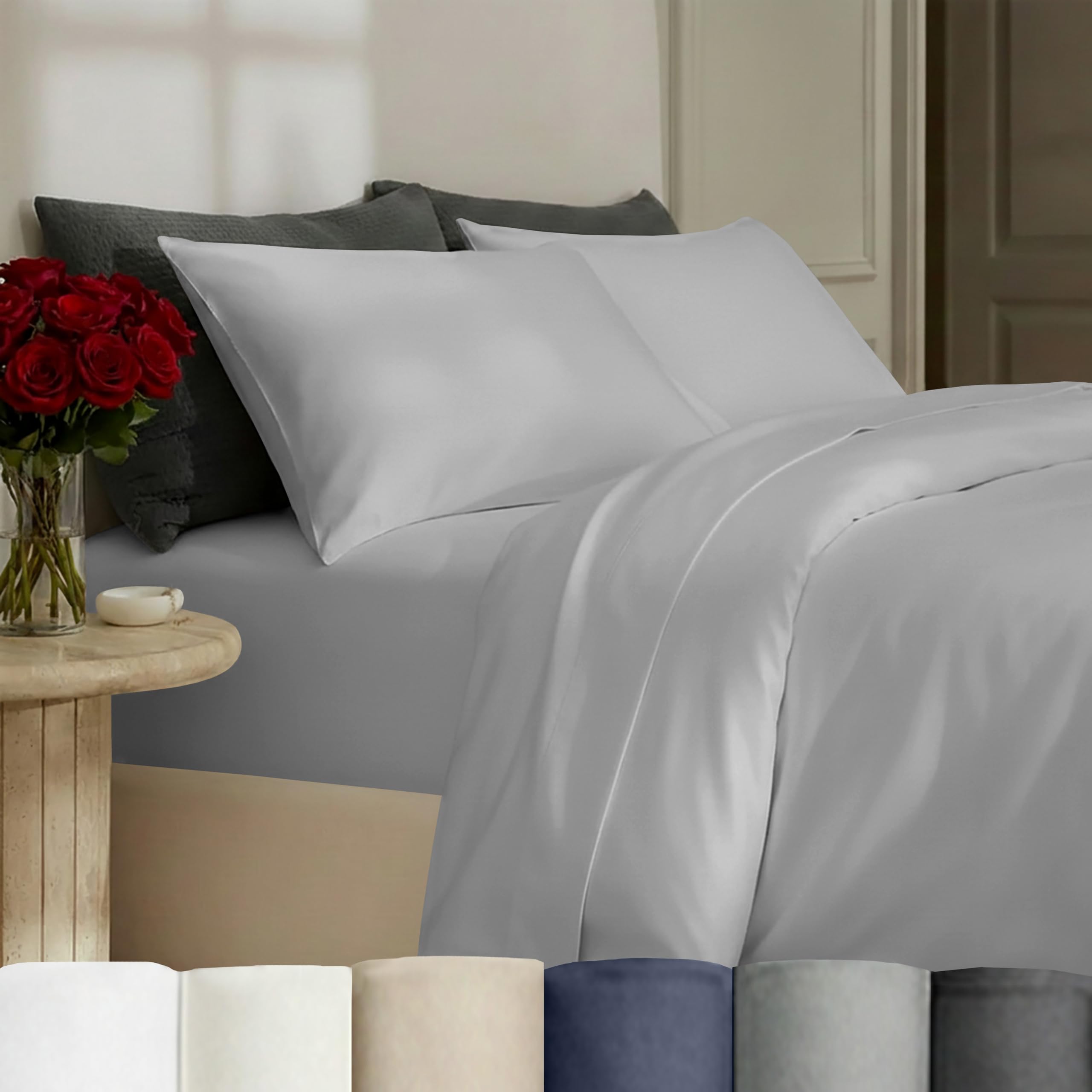 Cotton Duvet Cover 400 Thread Count Bedding Set, 3 Pieces - King
