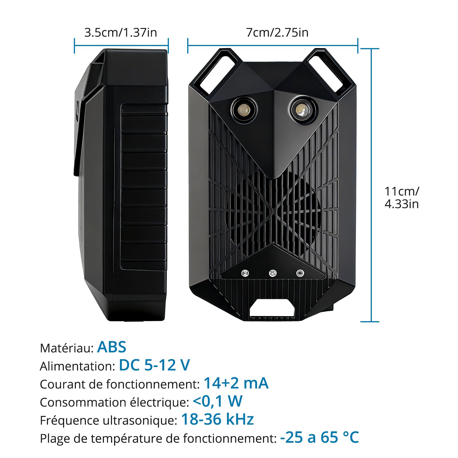 AUTOUTLET 2PC Répulsif Ultrason Souris pour Voiture 3 en 1 Répulsif Ultrason Rongeur Connexion électrique du véhicule/Câblage USB/Batterie Démarrage/arrêt Automatique avec Ligne d'Extension 80cm