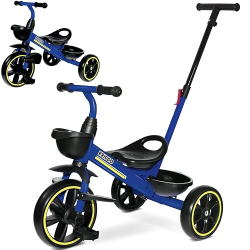 KRIDDO 2-in-1 Toddler Tricycle with Push Handle: Ages 18 Months to 5 Years