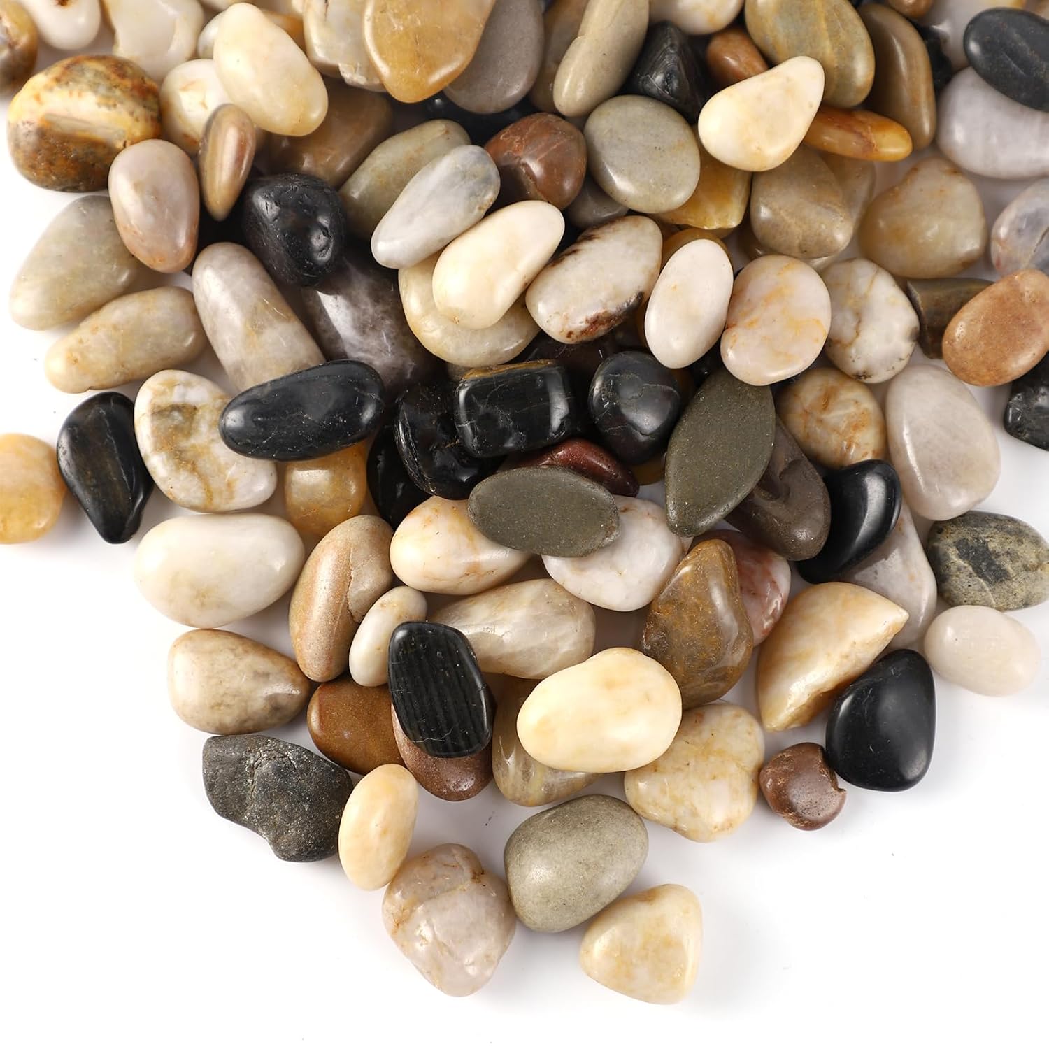 20LB Polished Natural Stone Pebbles for Outdoor Plants with Mixed Colors 1/4-5/8Inch Decorative River Rocks for Planters Small Natural Stone Gravels for Home Decoration