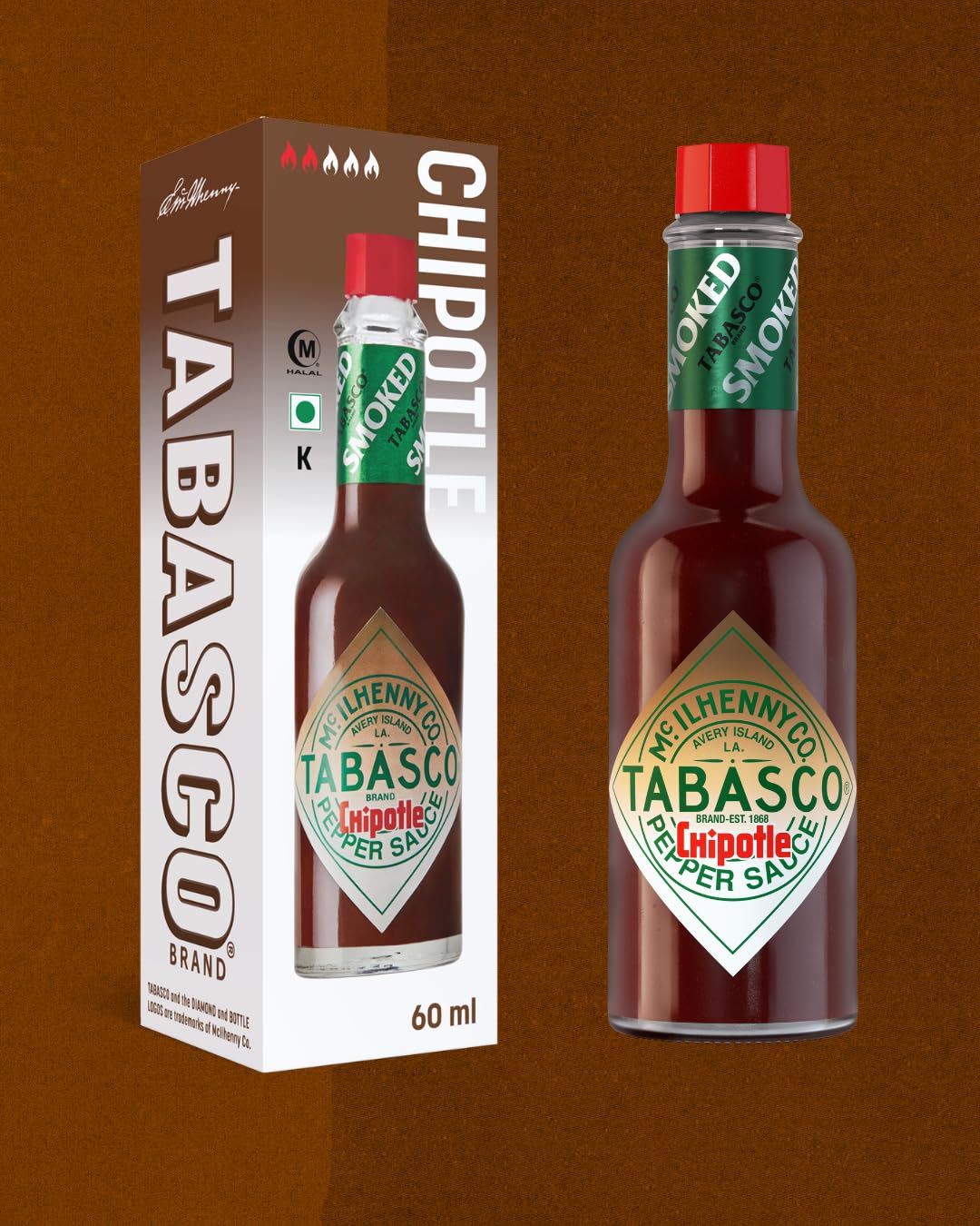 TABASCO® Salsa Chipotle 12 × 60 ml – Salsa de chile chipotle ahumado, sabor intenso y equilibrado, ideal para barbacoas, marinados y cocina picante
