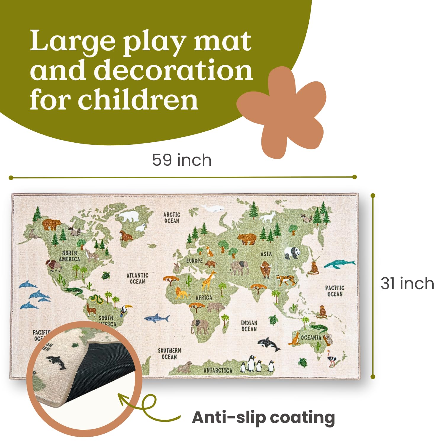 Carpets for Kids 18112 Nature's Colors Seating Classroom Kids Room Rug 7ft 6in x 12ft Rectangle Brown