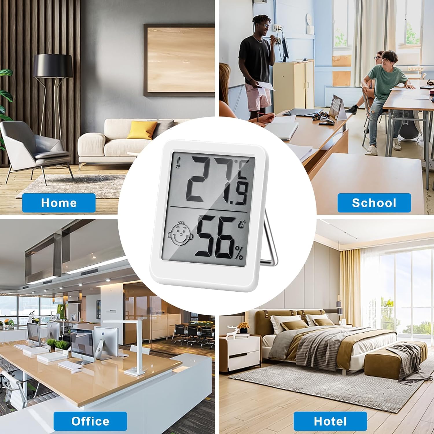 MOXYOY Digital Room Thermometer, Indoor Hygrometer With LCD Display, Temperature and Humidity Meter Humidity Monitor for Home, Office, Bedroom & Greenhouse — view 7