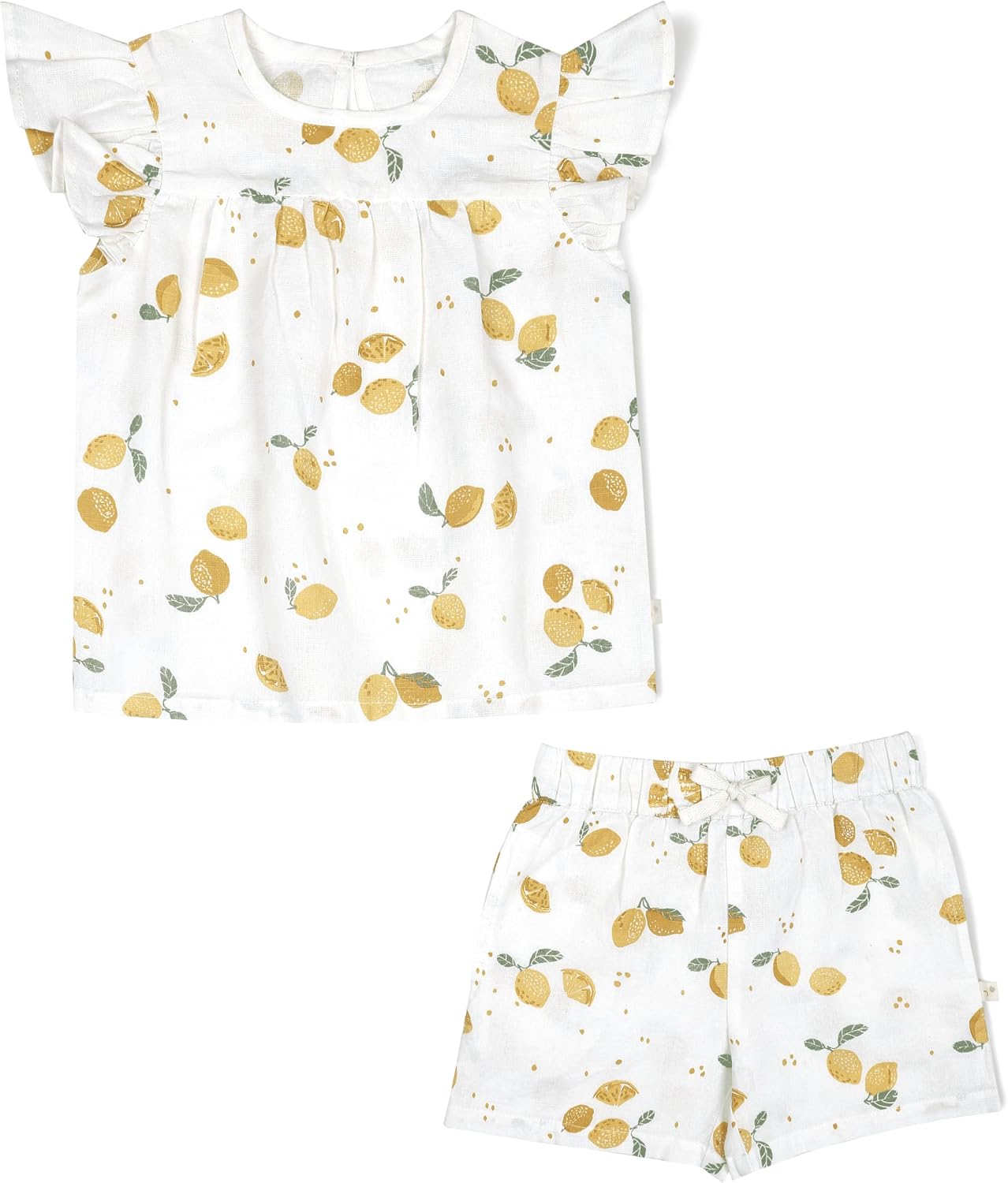 Organic Spaghetti Top & Short Set - Sage Stripes