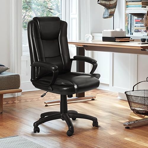 Miniatura 23 de OFIKA Silla de oficina en casa, silla grande y alta de 400 libras, diseño resistente, cojín ergonómico de respaldo alto, soporte lumbar para Negro