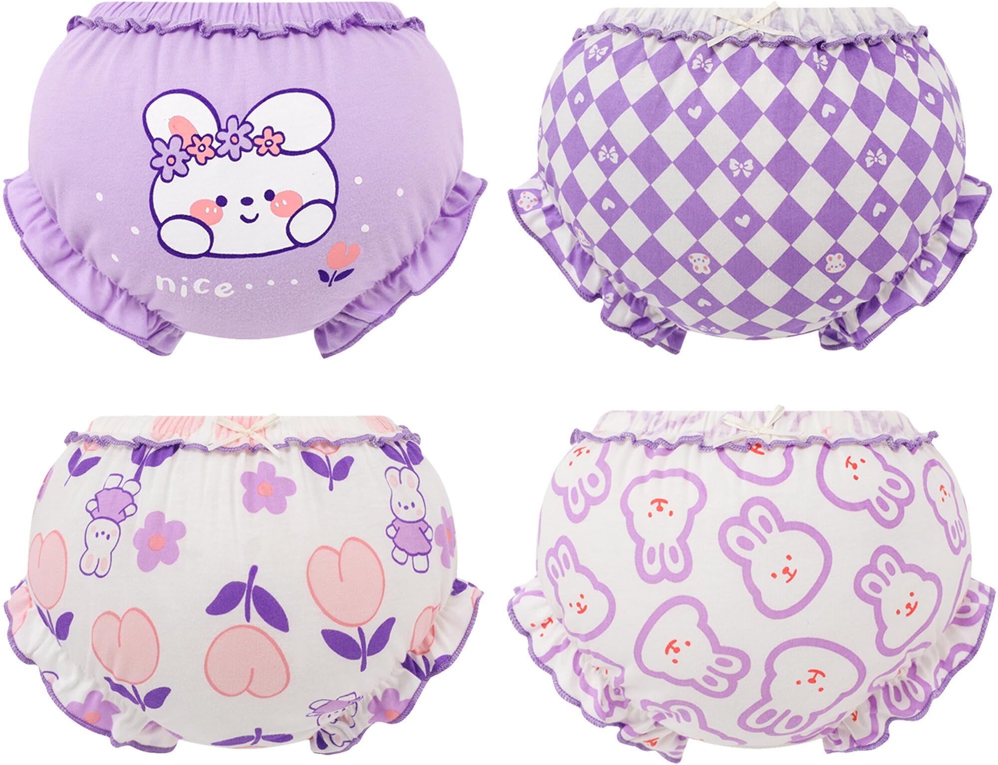 SEAUR Set mit 4 Höschen atmungsaktive elastische Höschen Höschen mit hoher Taille Babyhöschen weiche Unterwäsche 6 Monate bis 4 Jahre