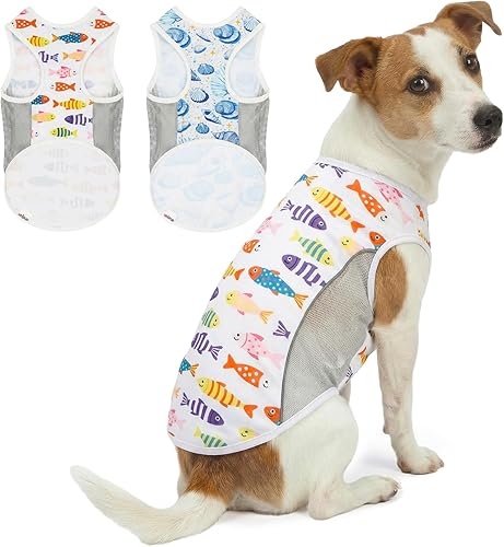 Miniatura 24 de Camiseta sin mangas con protección solar UPF 50+ para perros medianos y grandes, transpirable, ligera, con tiras reflectantes, ropa de protección
