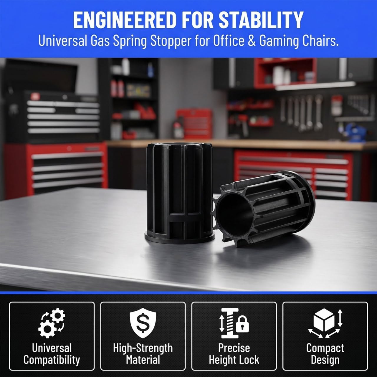 Operitacx 2-Pack Office Chair Gas Cylinder Sleeves, 1.1 in ID Lift Spacers