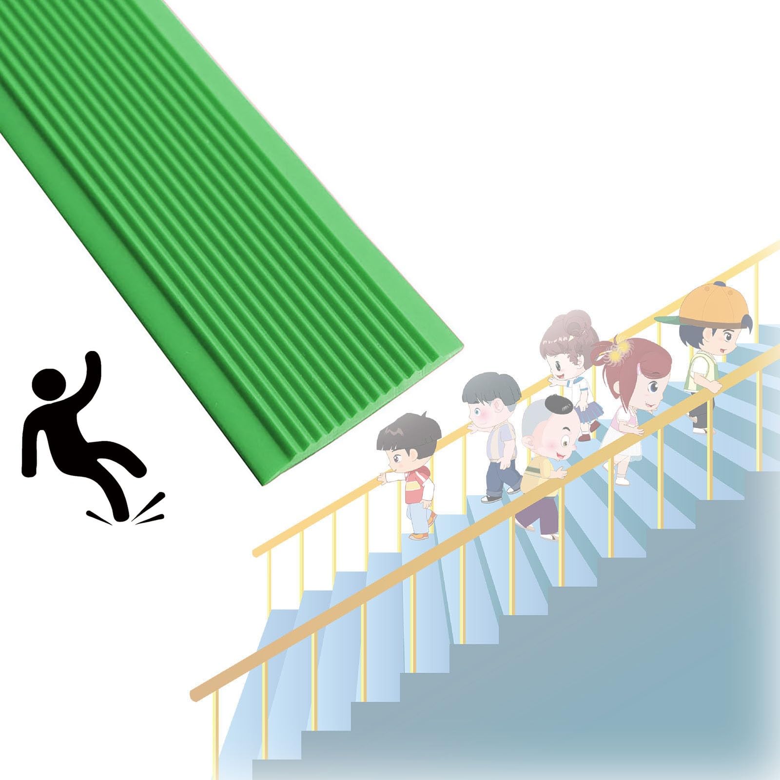 Protector de escalera de goma para evitar resbalones con tiras autoadhesivas impermeables
