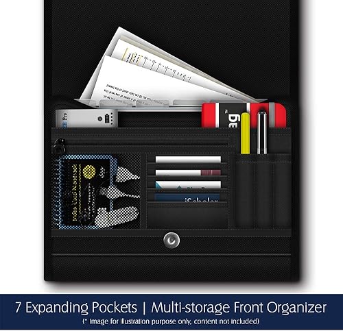 Miniatura 6 de iScholar iQ+ - Carpeta expandible de tela con 7 bolsillos, 13 x 10 pulgadas, color azul (34107-BL)